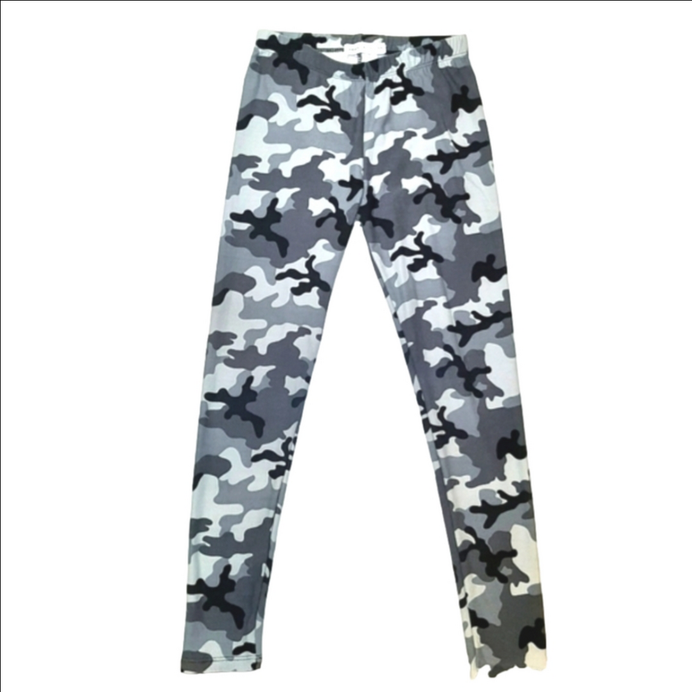Urban Kids Camo Print Leggings Pull On Skinny Pants Girls Small 7 8 Grey